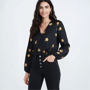 Madewell Bubble Sleeve Wrap Top Floating Florets Floral Size M